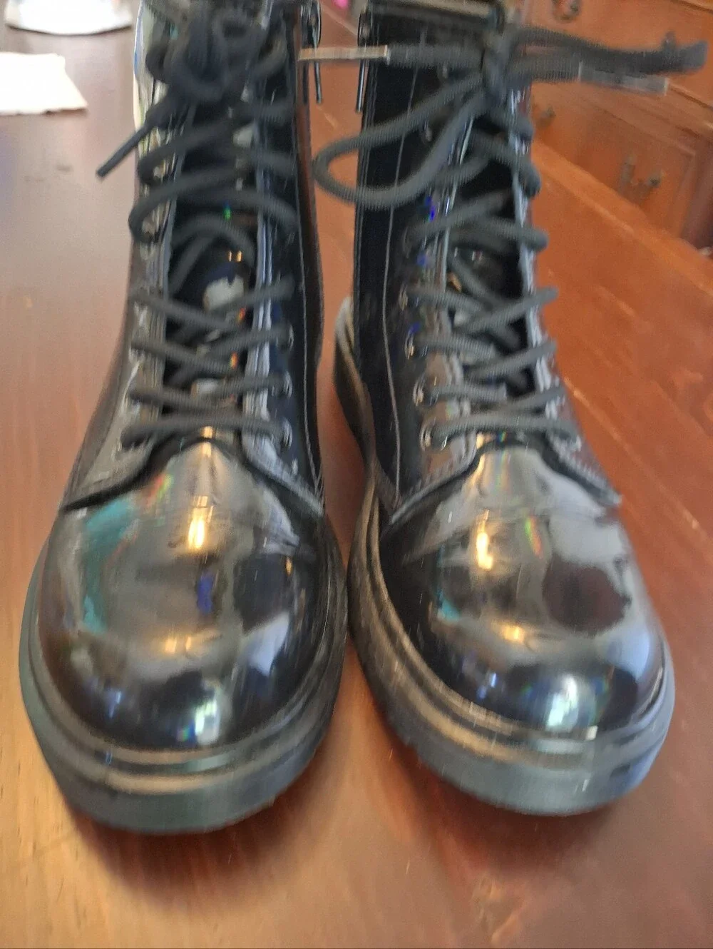 Dr. Martens Kids 1460J Black Patent Leather Combat Boots Size 3